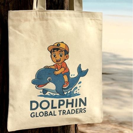 Dolphin Voyage Illustrated Cotton Tote Bag